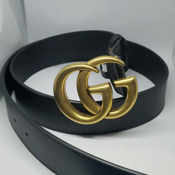 GG wide Leather Belt with Double G Buckle Size 110cm Metro Fusion - Gucci Wide Leather Belt With Double G Buckle  main image 2